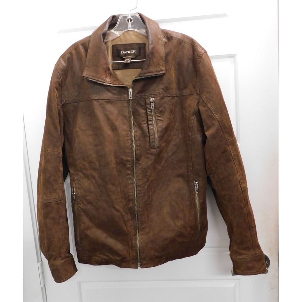 Danier Brown Leather Zip Jacket Size M